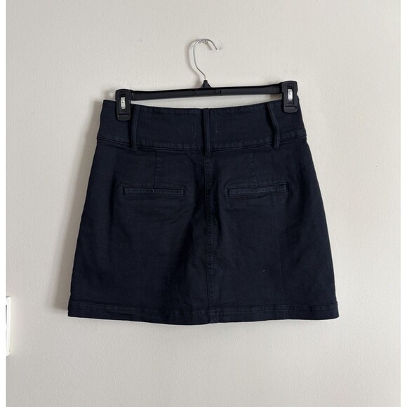 Anthropologie Pilcro Button Front Denim Mini Skirt 8 Medium‎ Black Blue Pockets - Picture 5 of 6
